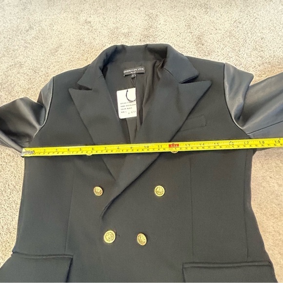 GENERATION Love black leather sleeve Enzo blazer Sz L NWT - Picture 11 of 14
